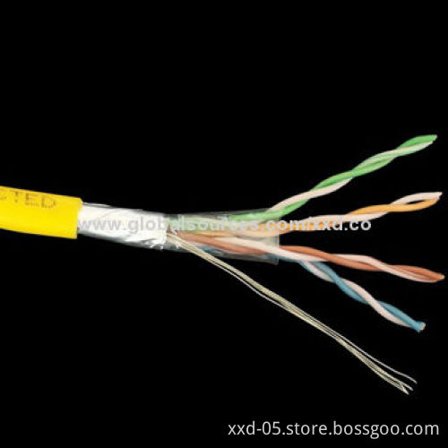 FTP Cat5e Ethernet Cable, Yellow Color, 24AWG Solid Copper, Various Colors Available